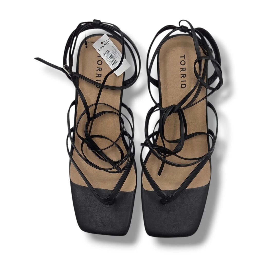 Torrid Wrap Heel Thong Sandal Womens 10.5WW Extra Wide Black - Picture 7 of 10